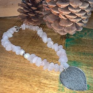 Rose quartz necklace with sterling heart charm